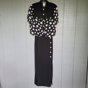 Joseph Ribkoff Sleeveless Long Dress And Polka Dot Jacket Set. Size 14